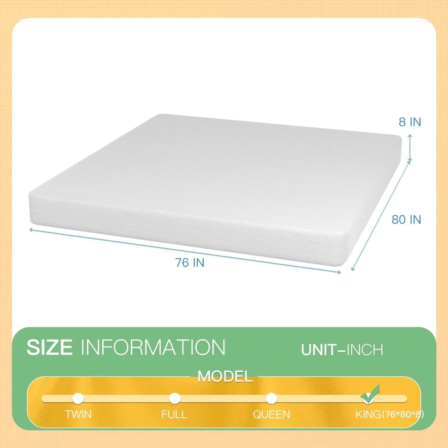 King size 8-inch Thick Medium Firm Cool Gel Memory Foam Mattress - Image 5