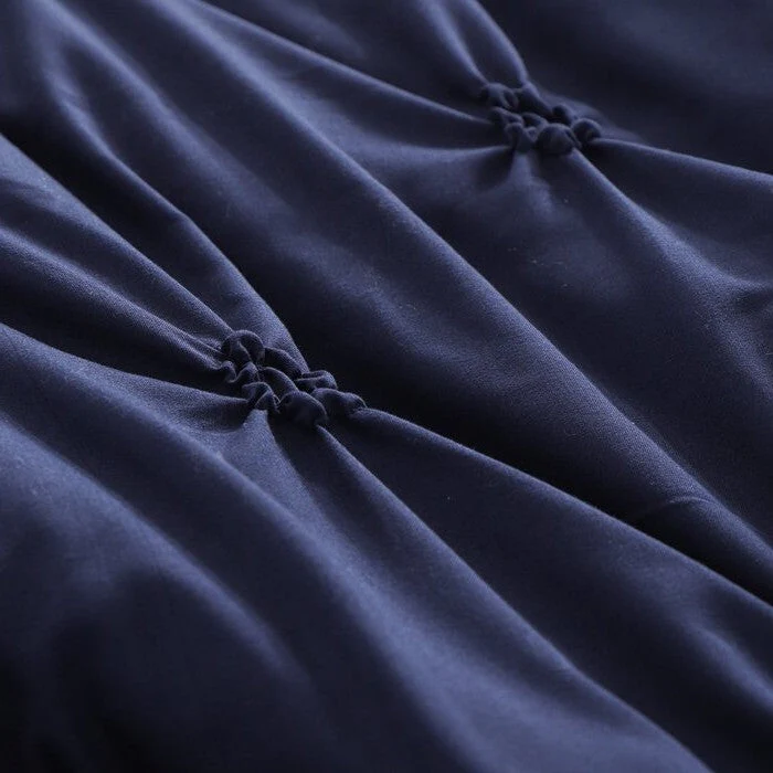 King Size All Season Pleated Hypoallergenic Microfiber Reversible 3 Piece Comforter Set in Navy - Image 5