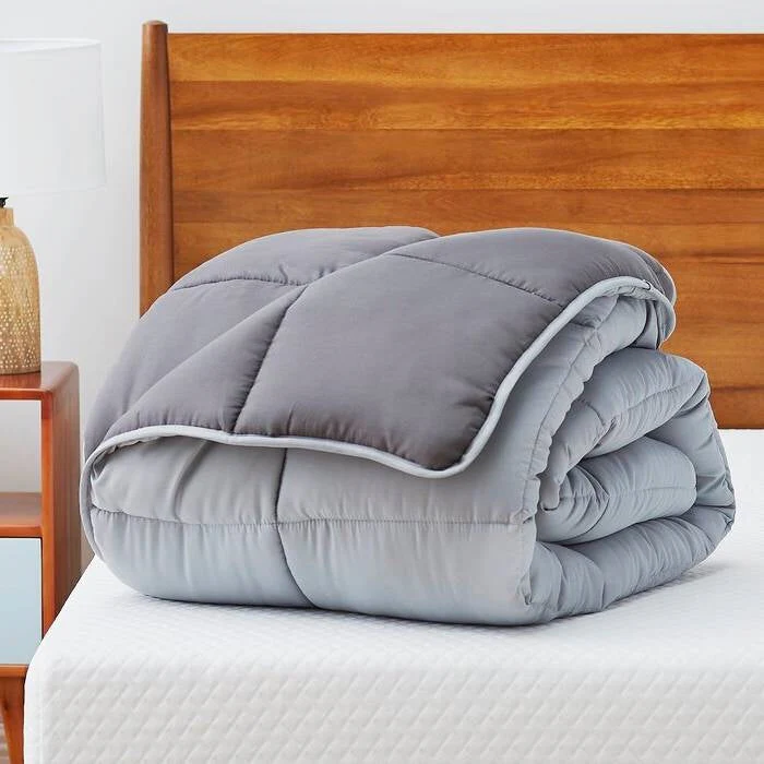 King Size All Seasons Plush Light/Dark Grey Reversible Polyester Down Alternative Comforter - Image 4