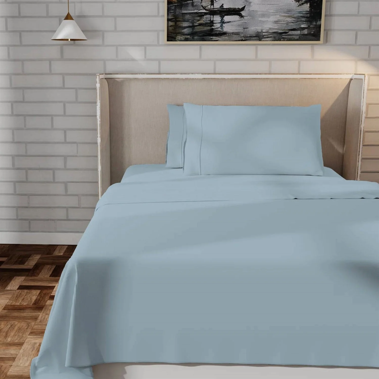 King size Aqua Blue 100-Percent Certified Organic Cotton Sheet Set - Image 2