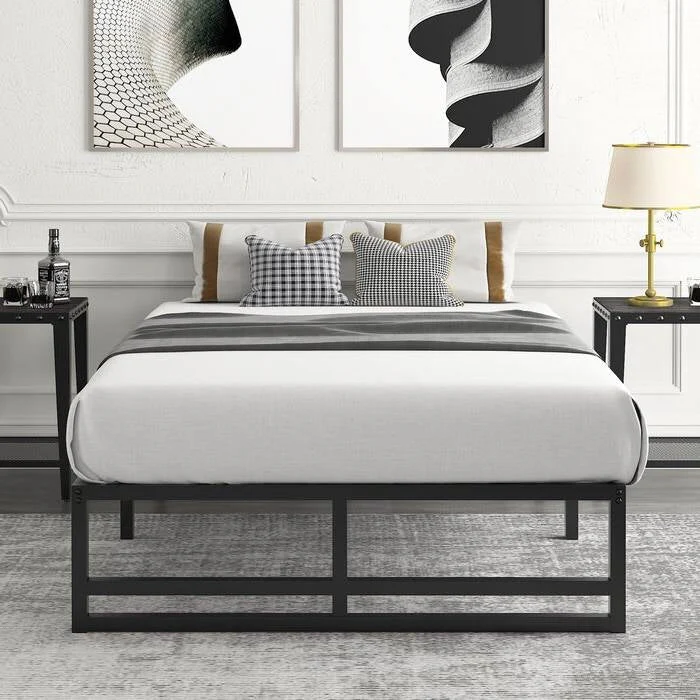 King Size Black Metal Platform Bed Frame with Under-Bed Storage Space - Image 2