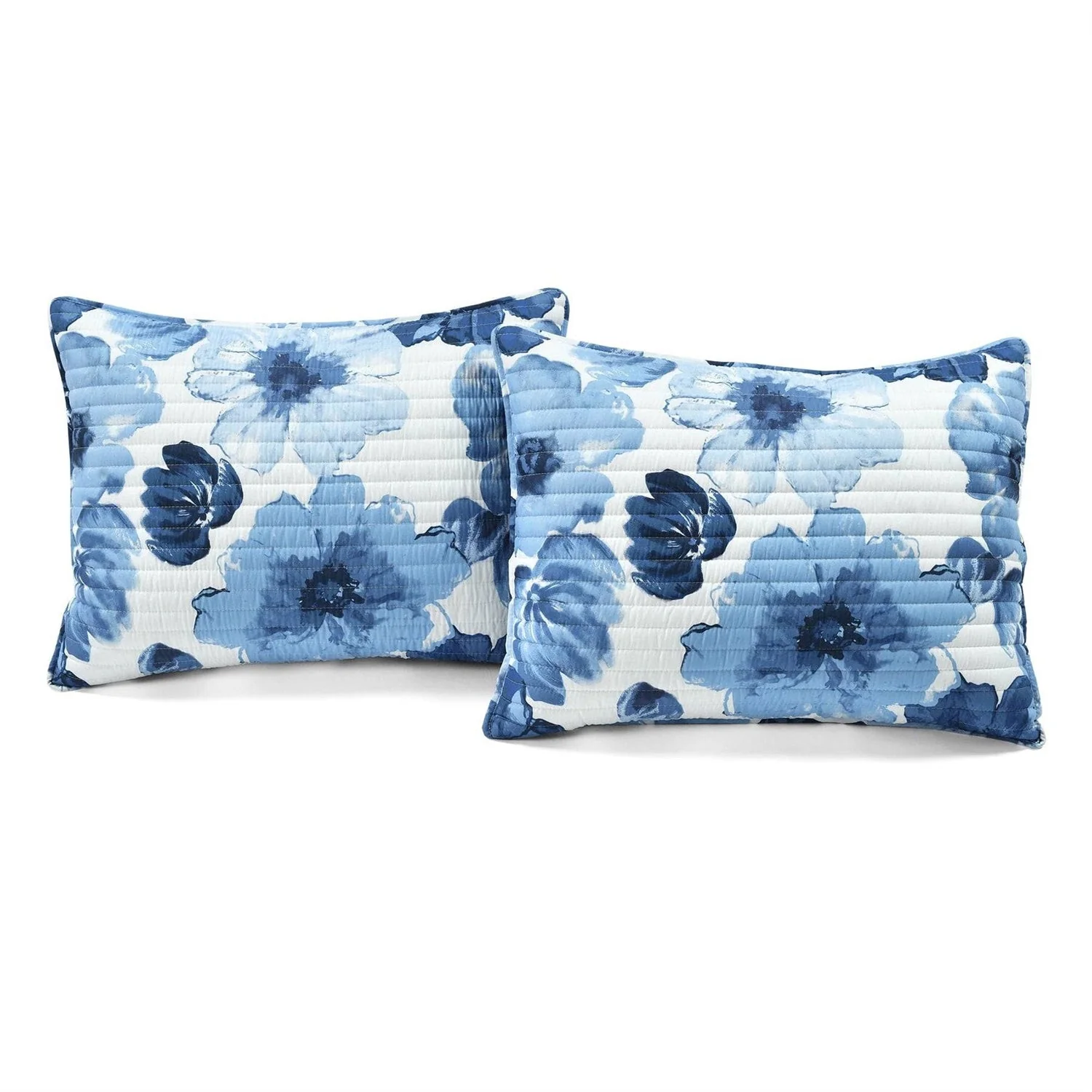 King size Blue Flowers Lightweight Polyester Microfiber Quilt Set - Image 4