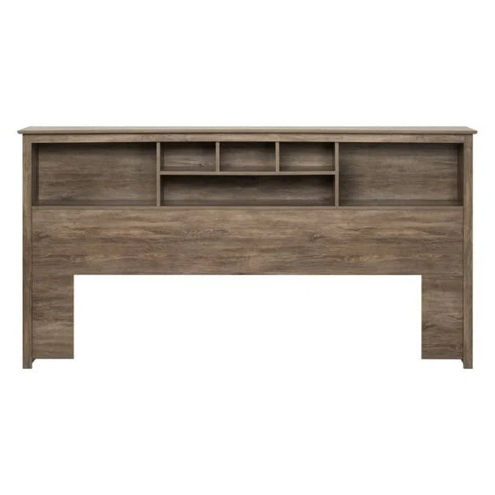 King size Bookcase Headboard in Drifted Gray Wood Finish - Image 2