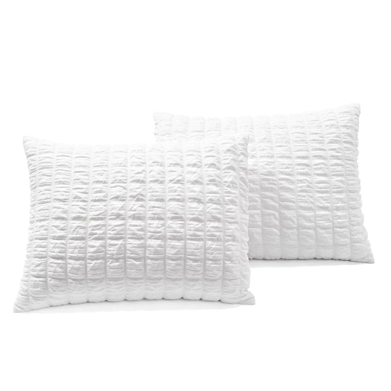 King Size Crinkled Textured 3 Piece Comforter Set White - Image 4
