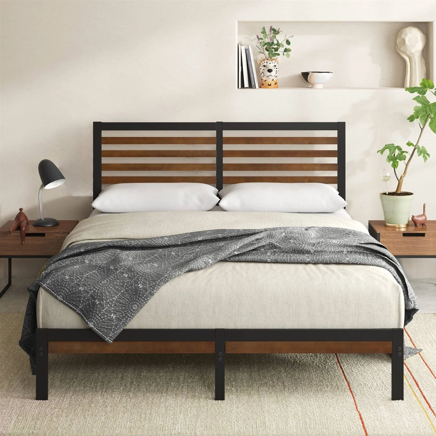 King Size Eco Friendly Bamboo Metal Platform Bed Frame - Image 2