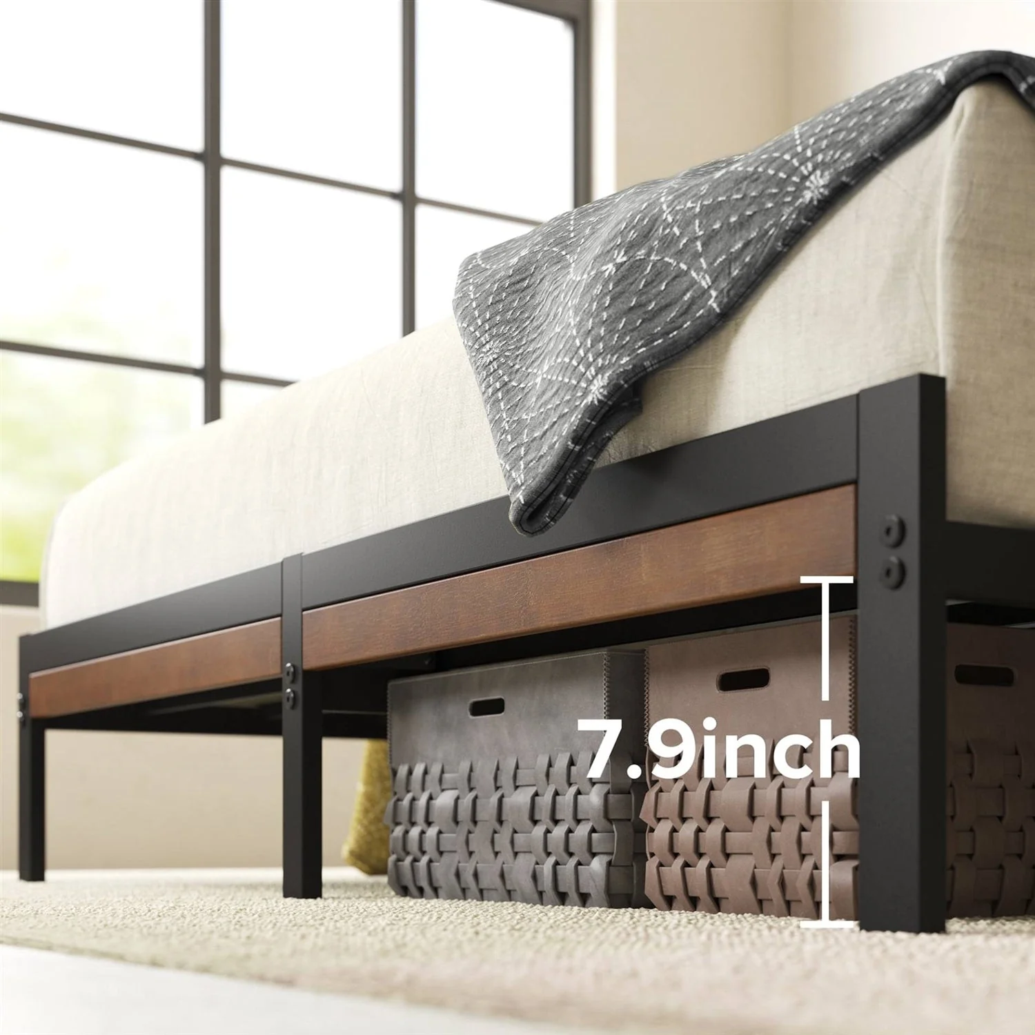 King Size Eco Friendly Bamboo Metal Platform Bed Frame - Image 3