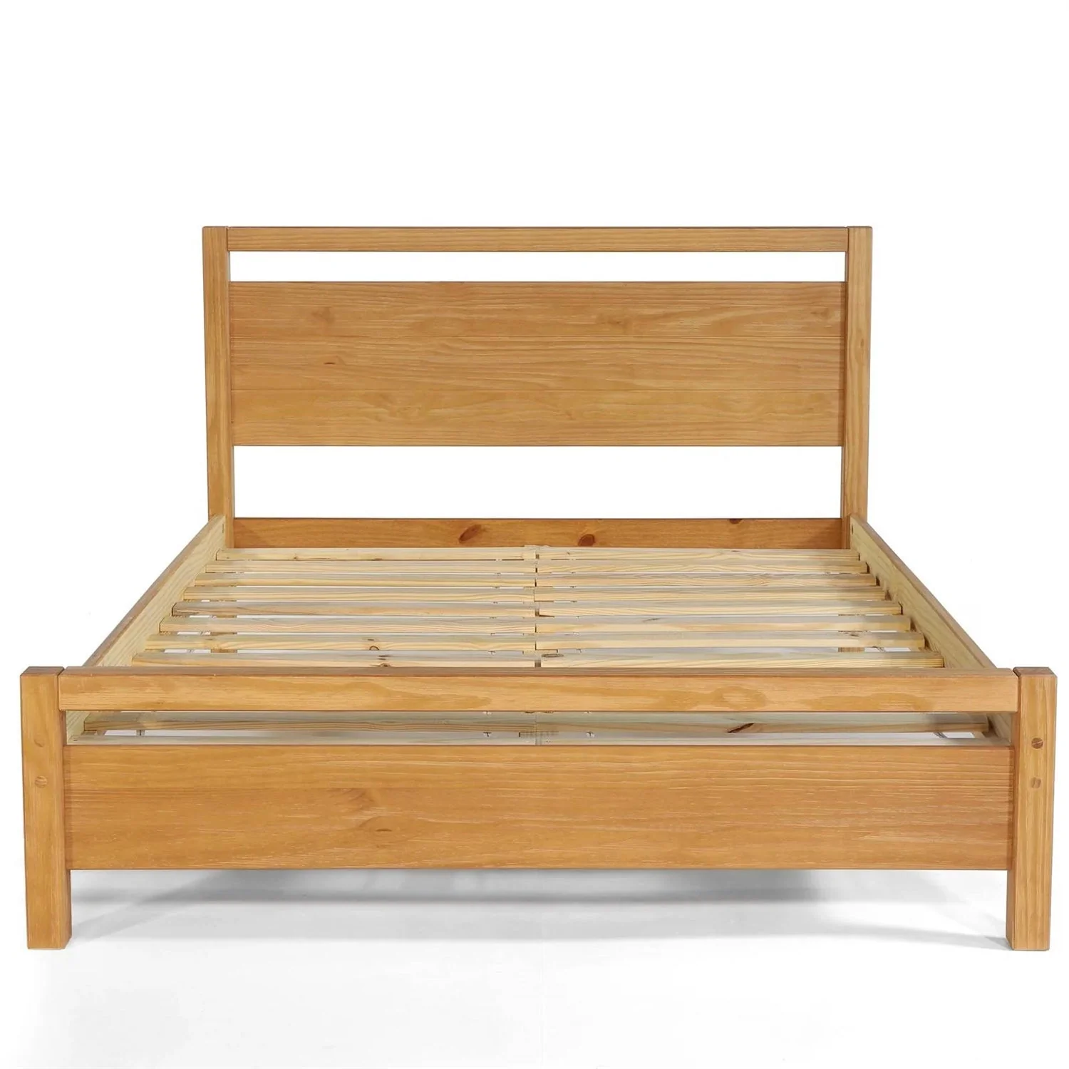 King size Farmhouse Solid Wood Platform Bed Frame with Headboard Footboard - Image 4