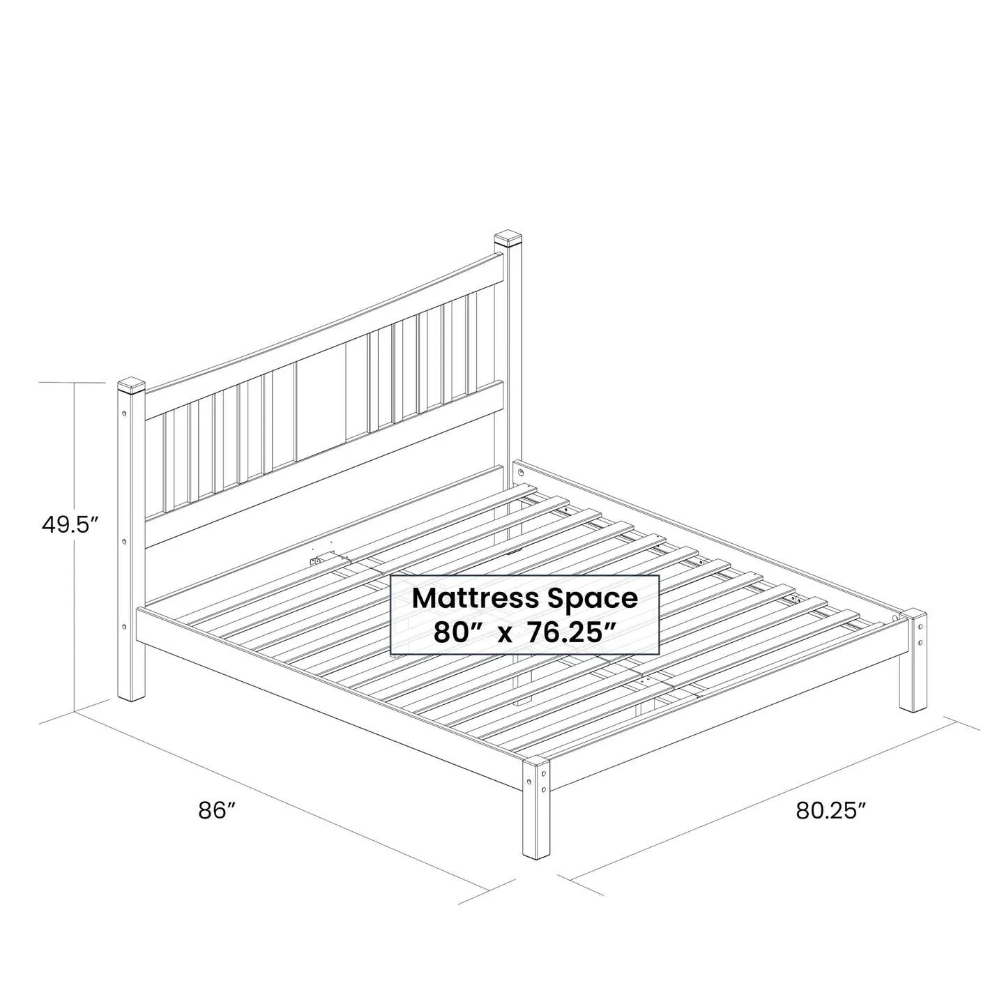 King Size Farmhouse Style Solid Wood Platform Bed with Headboard in Espresso - Image 5