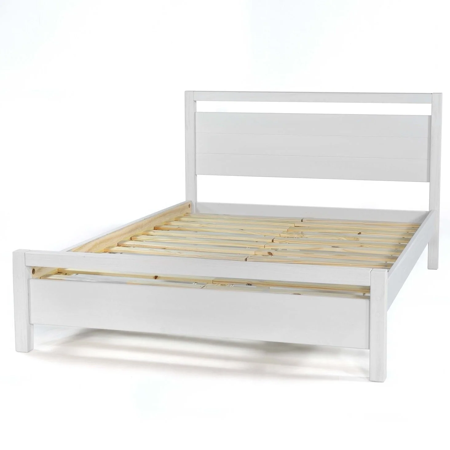 King Size FarmHouse Traditional Rustic White Platform Bed - Image 2