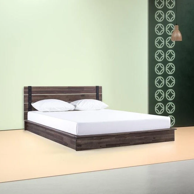 King size Farmhouse Wood Industrial Low Profile Platform Bed Frame - Image 2