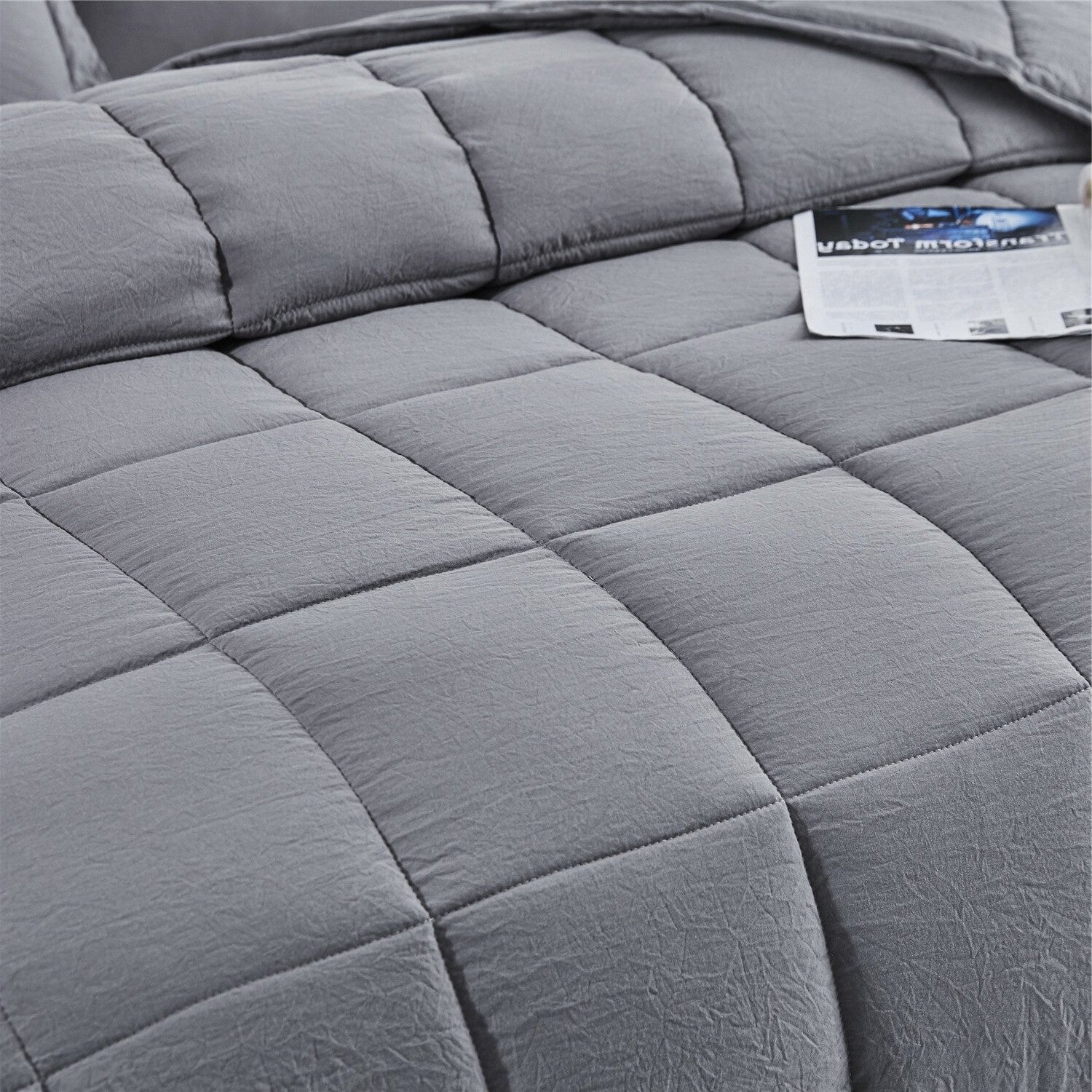 King Size Grey 3 Piece Microfiber Reversible Comforter Set - Image 3