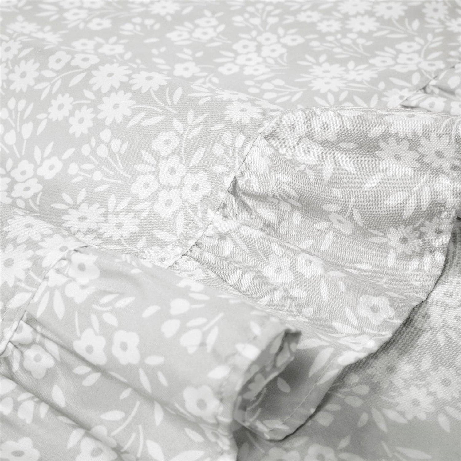 King size Grey Ruffle Floral Polyester 6 Piece Sheet Set - Image 4
