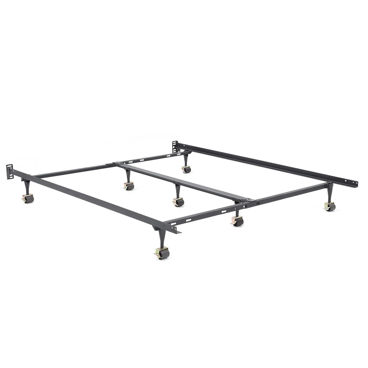 King size Heavy Duty 7-Leg Metal Bed Frame with Locking Rug Roller Casters Wheels - Image 4