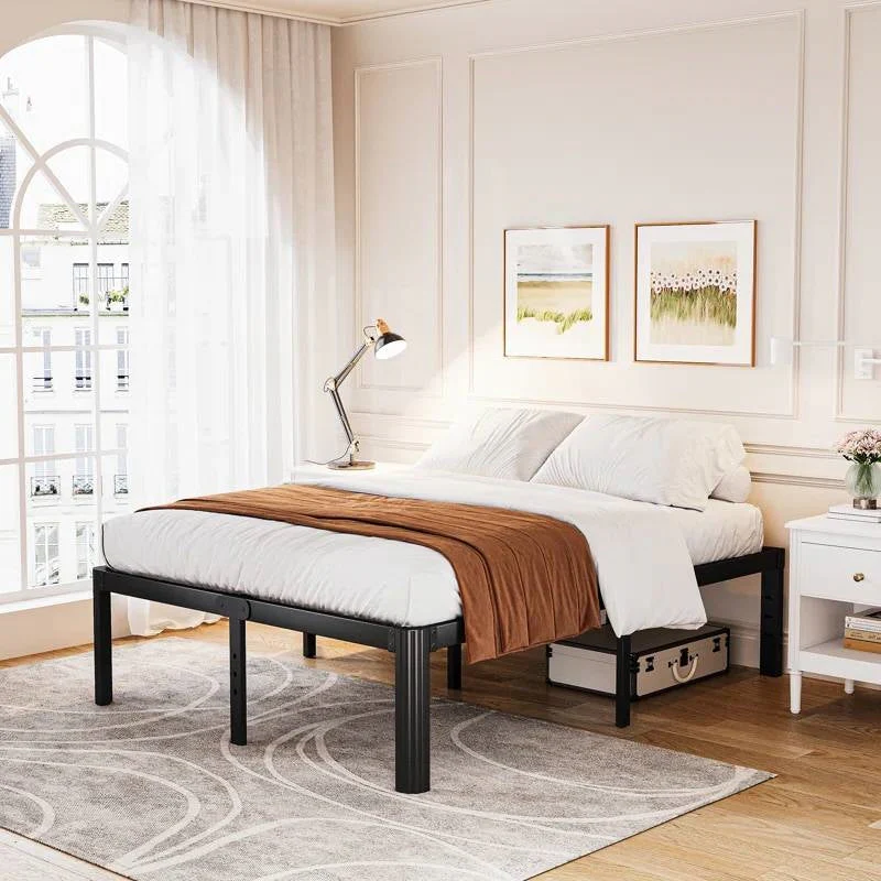 King size Heavy Duty Metal Bed Frame with Round Edge Legs - Headboard Compatible - Image 2