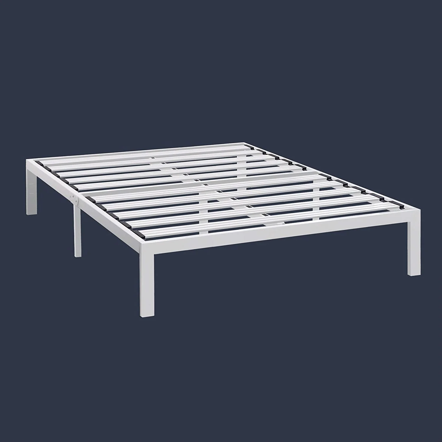 King Size Heavy Duty Metal Platform Bed Frame in White - Image 2