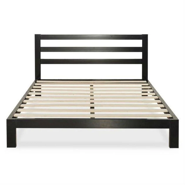 King size Heavy Duty Metal Platform Bed Frame with Headboard and Wood Slats - Image 2