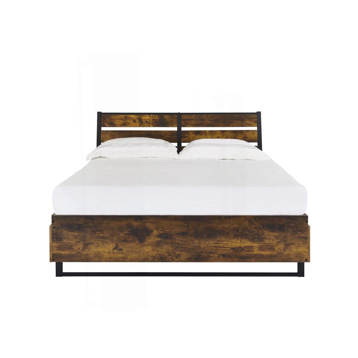 King Size Industrial Slatted Headboard Platform Bed Frame with 6 Storage Drawers - Image 3