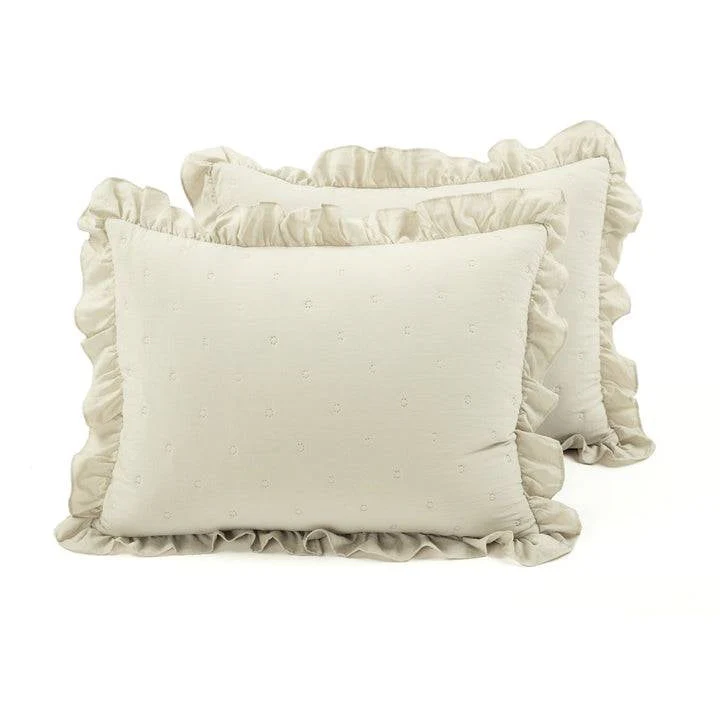 King Size Lightweight Yellow Ruffle Reversible Oversized 3 Piece Quilt Set - Image 5