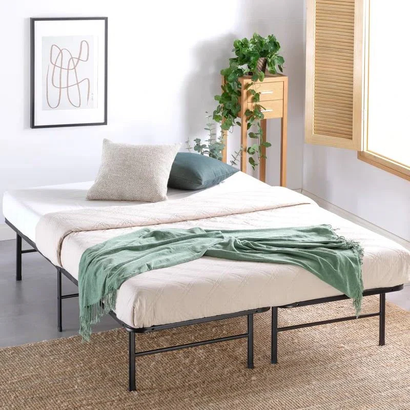 King size Metal Bed Frame with Bamboo Wood Slats - Image 3