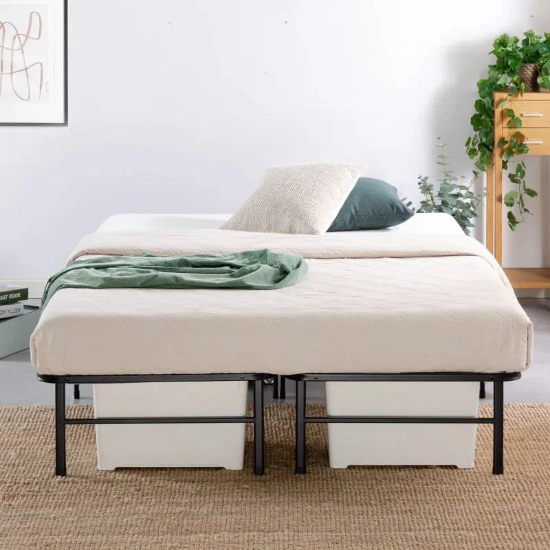 King size Metal Bed Frame with Bamboo Wood Slats - Image 4