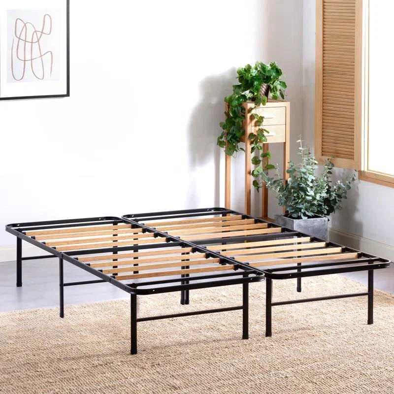 King size Metal Bed Frame with Bamboo Wood Slats - Image 5