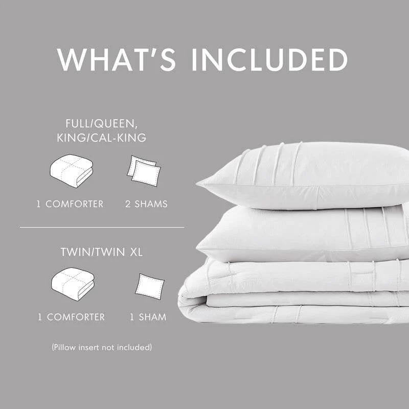 King Size Microfiber Pleated Soft Washed Comforter Set White - Image 5