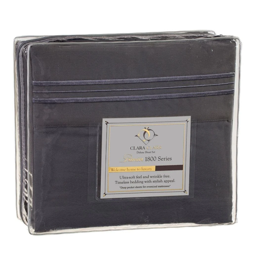 King size Microfiber Sheet Set in Charcoal Stone Gray - Image 2