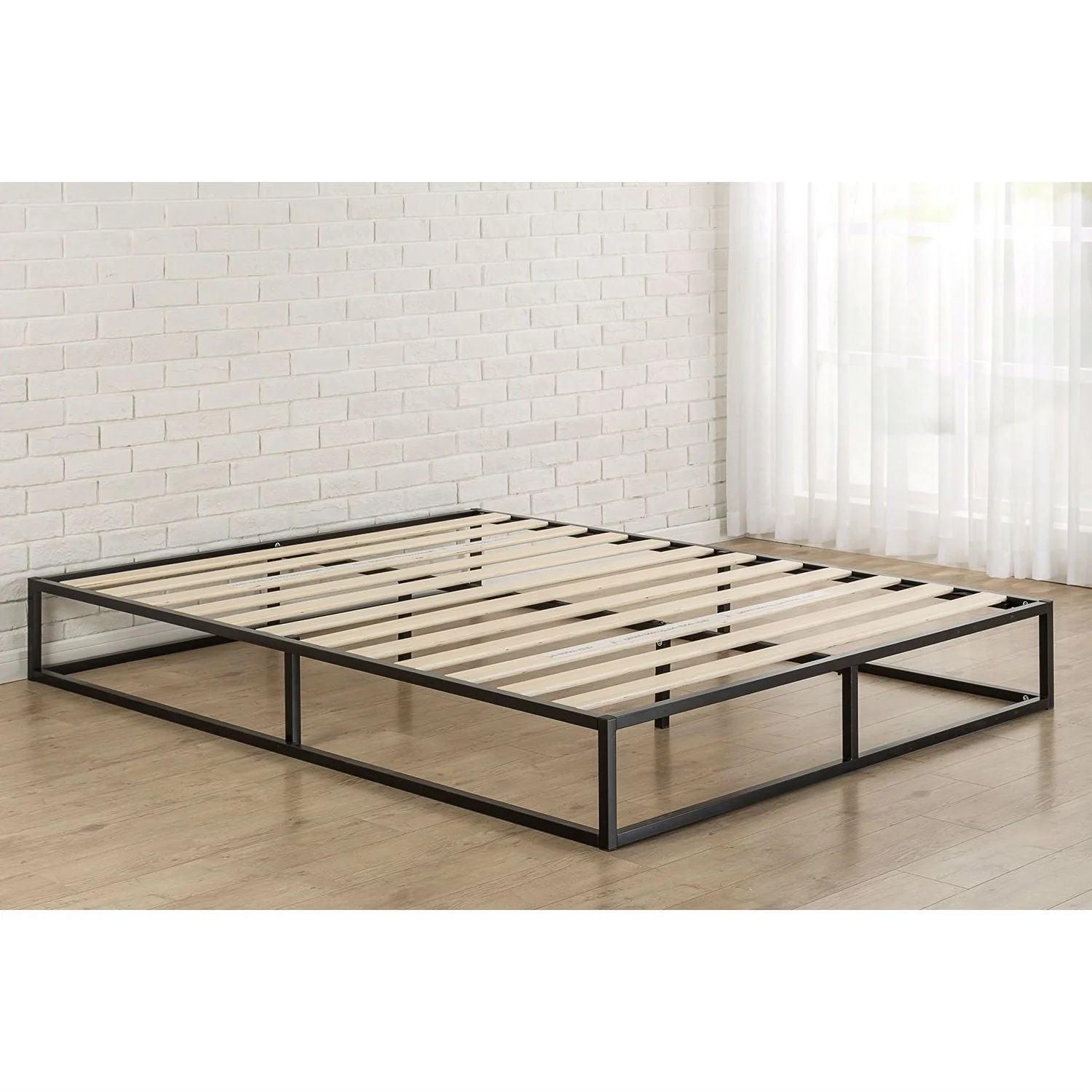 King size Modern 10-inch Low Profile Metal Platform Bed Frame with Wood Slats - Image 3