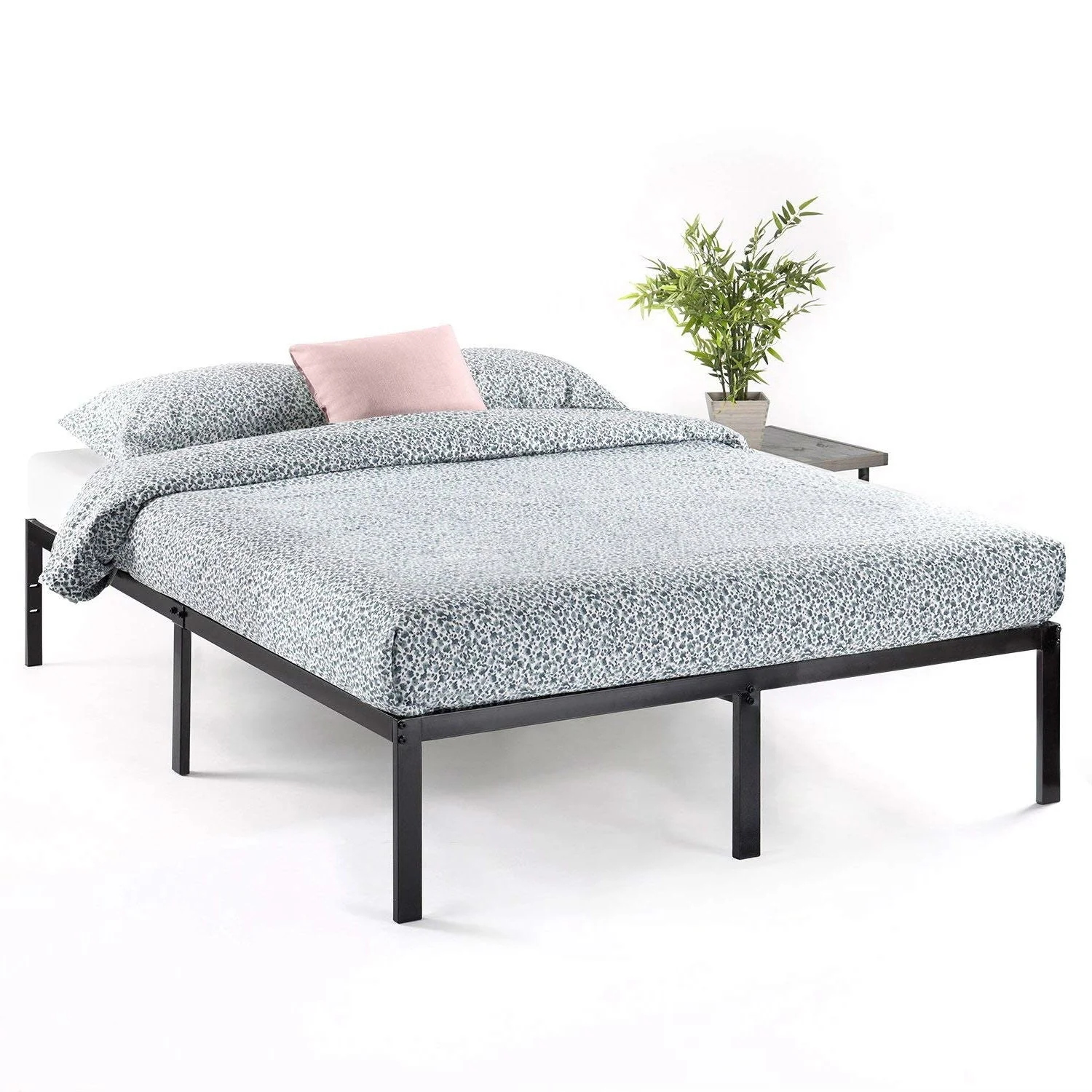 King size Modern Black Metal Heavy Duty Platform Bed Frame - Image 2