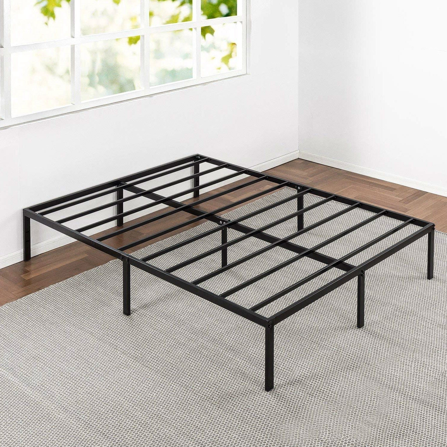 King size Modern Black Metal Heavy Duty Platform Bed Frame - Image 3