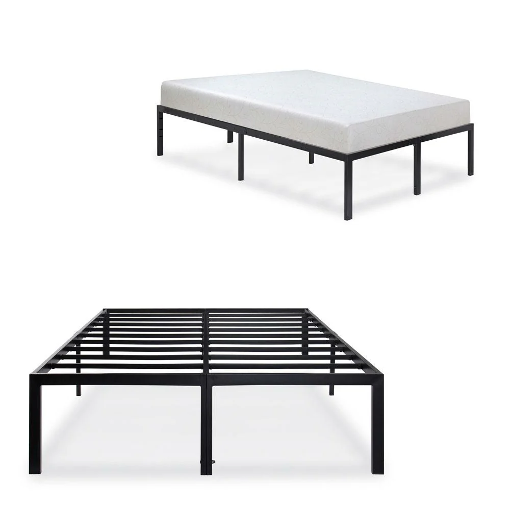 King size Modern Heavy Duty Black Metal Platform Bed Frame - Image 2