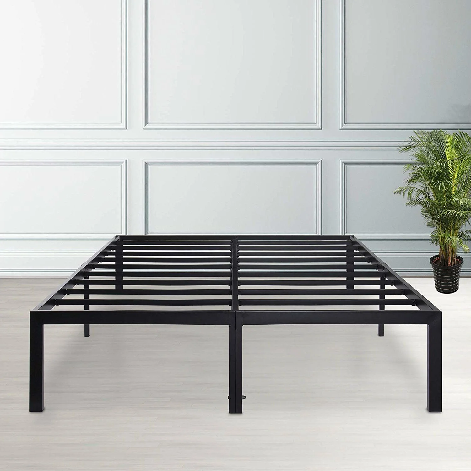 King size Modern Heavy Duty Black Metal Platform Bed Frame - Image 5
