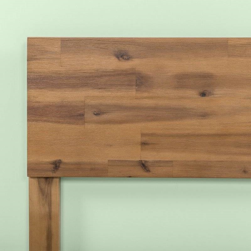 King size Modern Wood Platform Bed Frame with Headboard in Medium Brown - Image 3