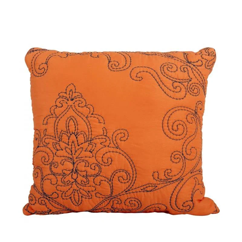 King size Orange Nectarine Damask Embroidered 4 Piece Oversized Bedspread Set - Image 5