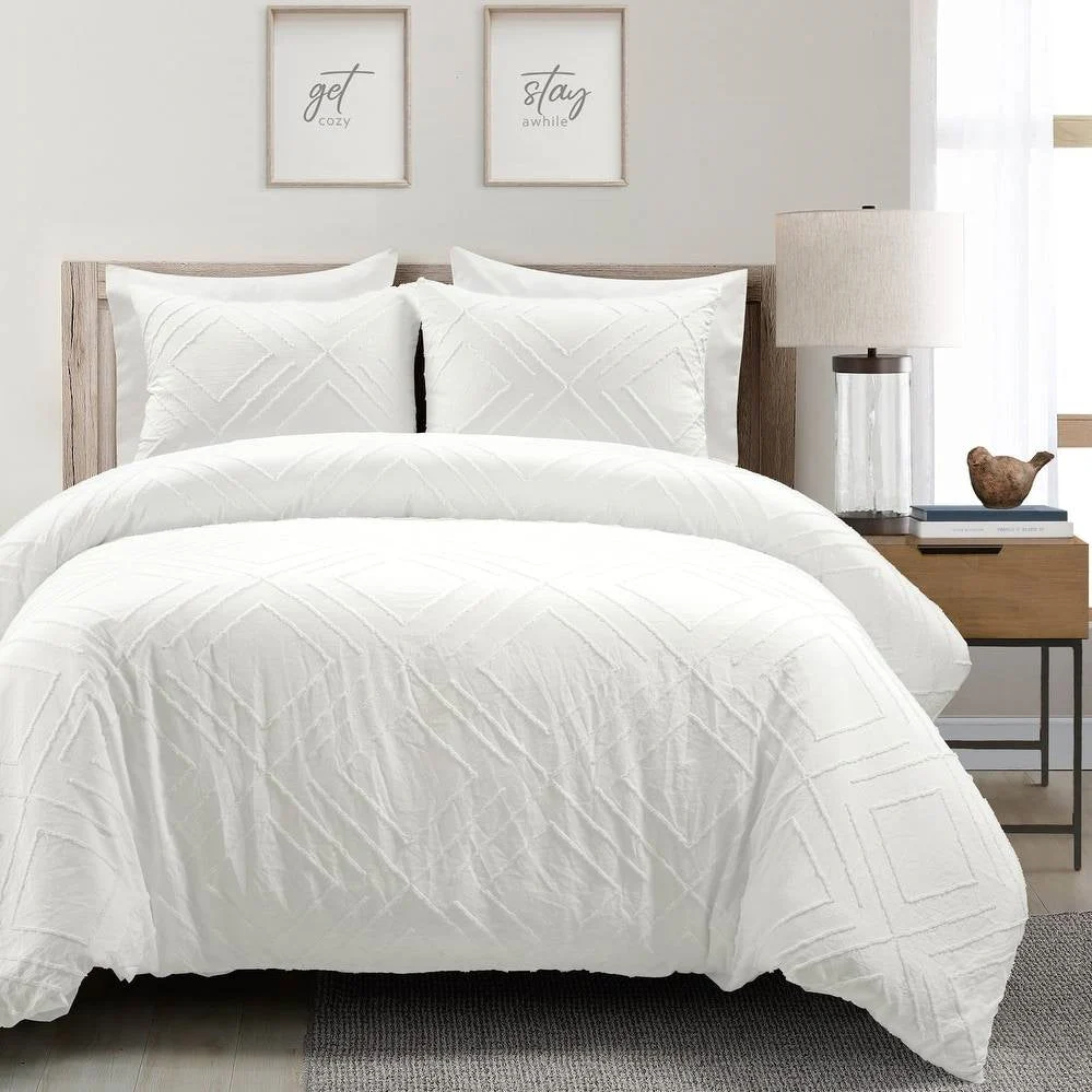 King Size Polyester Black White Striped Rose Floral 3 Piece Quilt Set - Image 5