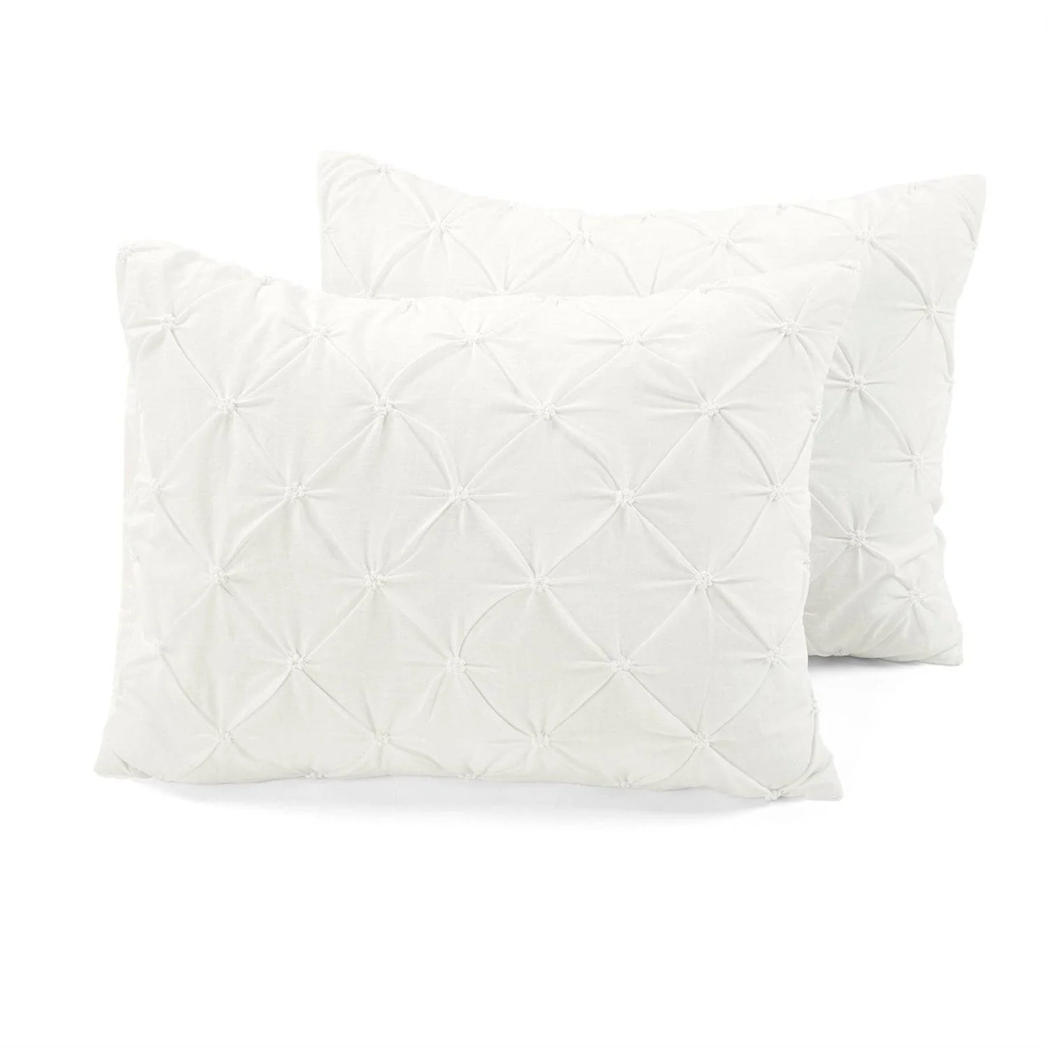 King Size Soft Pleated Cotton 3 Piece Comforter Set White - Image 5