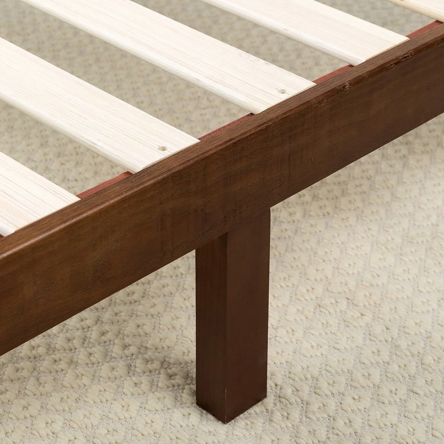 King size Solid Wood Platform Bed Frame with Headboard in Espresso Finish - Image 4