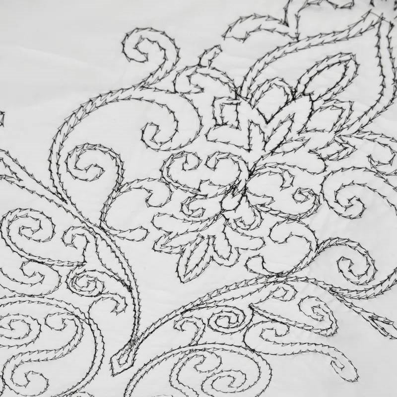 King size White Damask Embroidered 4 Piece Oversized Bedspread Set - Image 3