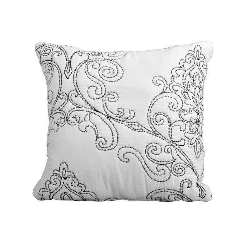 King size White Damask Embroidered 4 Piece Oversized Bedspread Set - Image 5