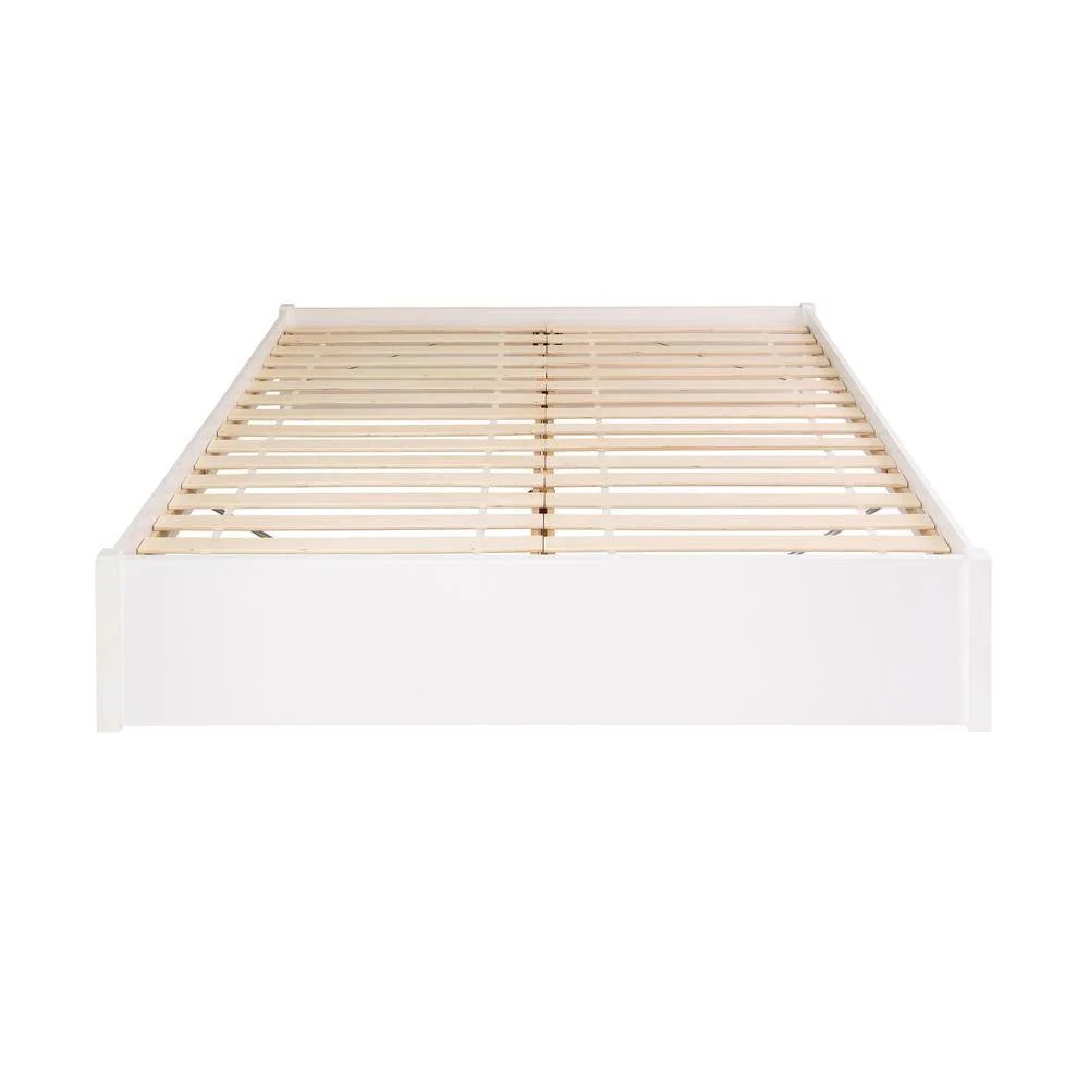 King Size White Wooden 4 Post Platform Bed Frame - Image 3