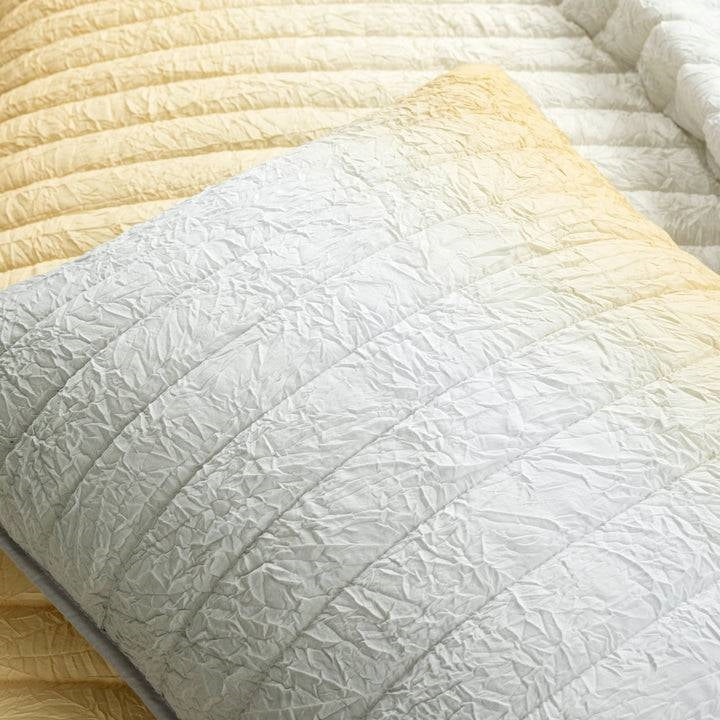 King size Yellow Orange Grey Lightweight Crinkle Fabric 3 Piece Quilt Set - Image 4