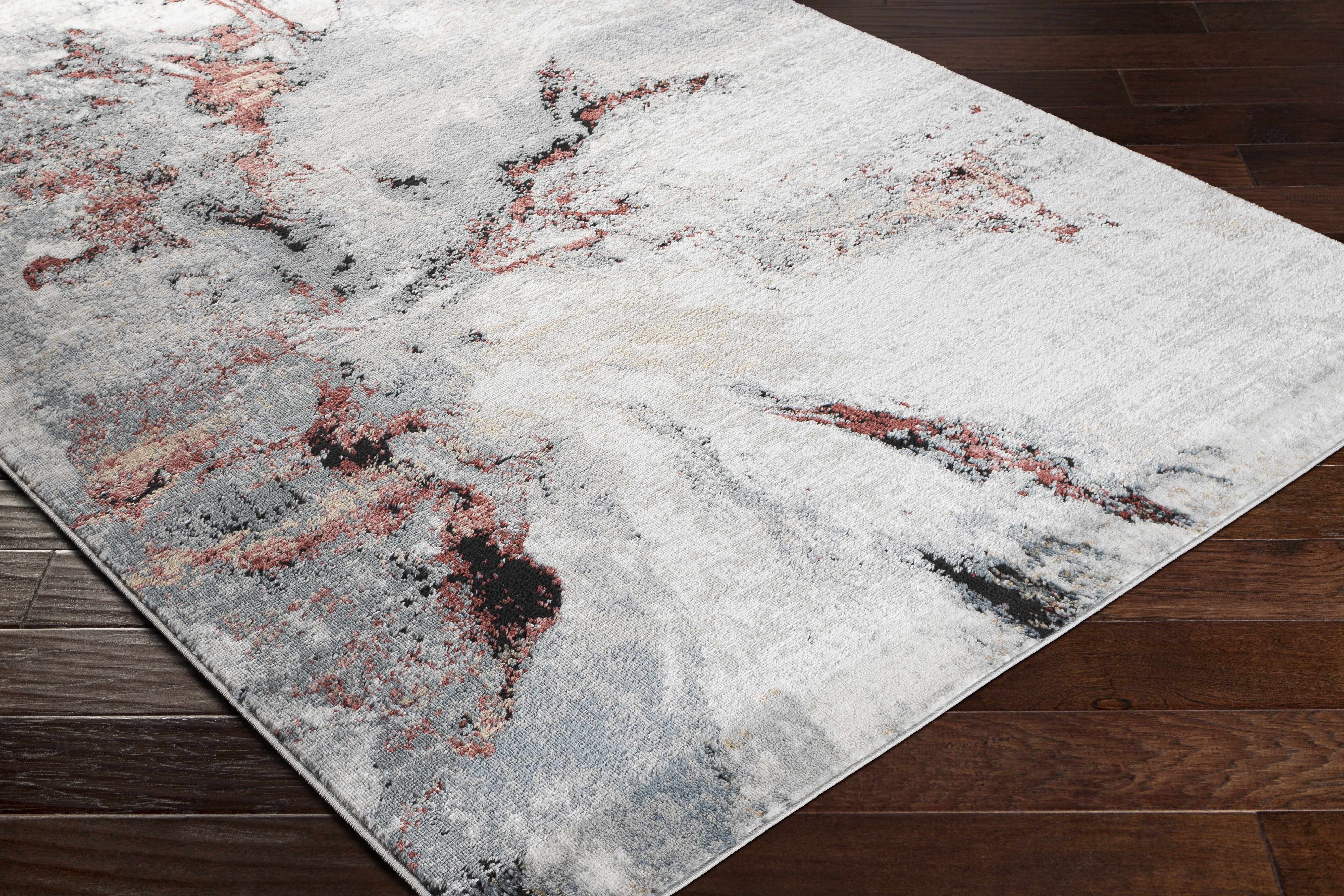 Kirkland Silver-Red Marble Rug - Image 7