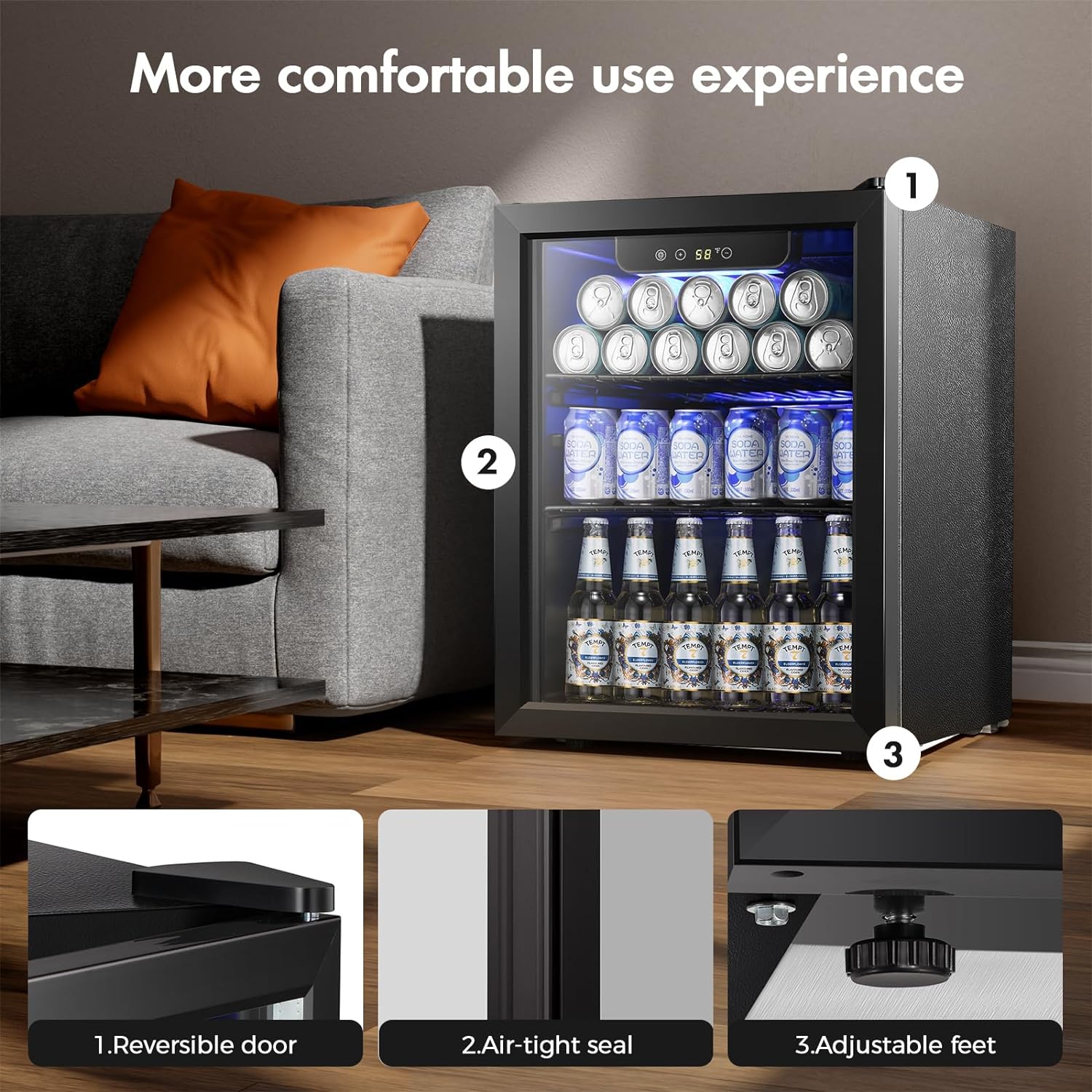 Kismile 1.7 Cu.ft Beverage Refrigerator and Cooler W5848H - Image 2
