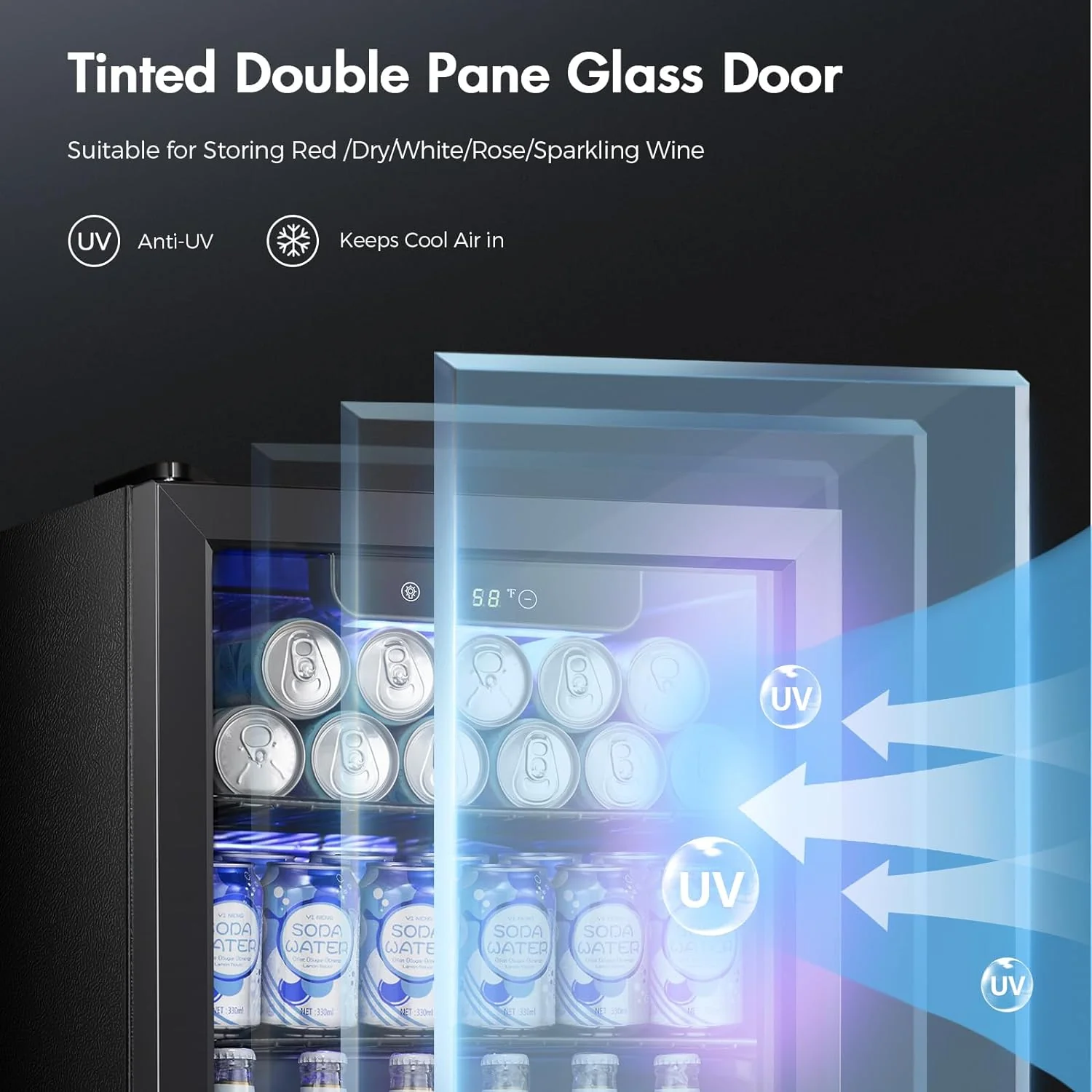 Kismile 1.7 Cu.ft Beverage Refrigerator and Cooler W5848H - Image 5
