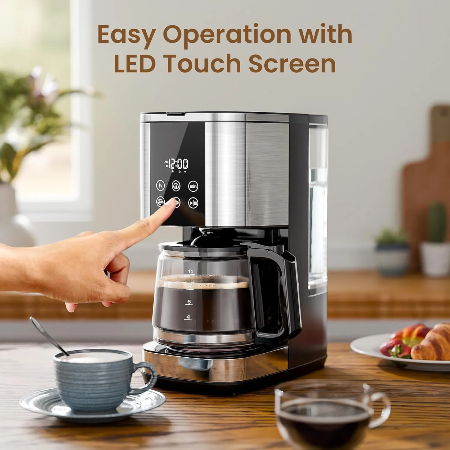 Kismile 10 Cup Drip Coffee maker with Led Display & Touch Screen CM3743 - Image 3