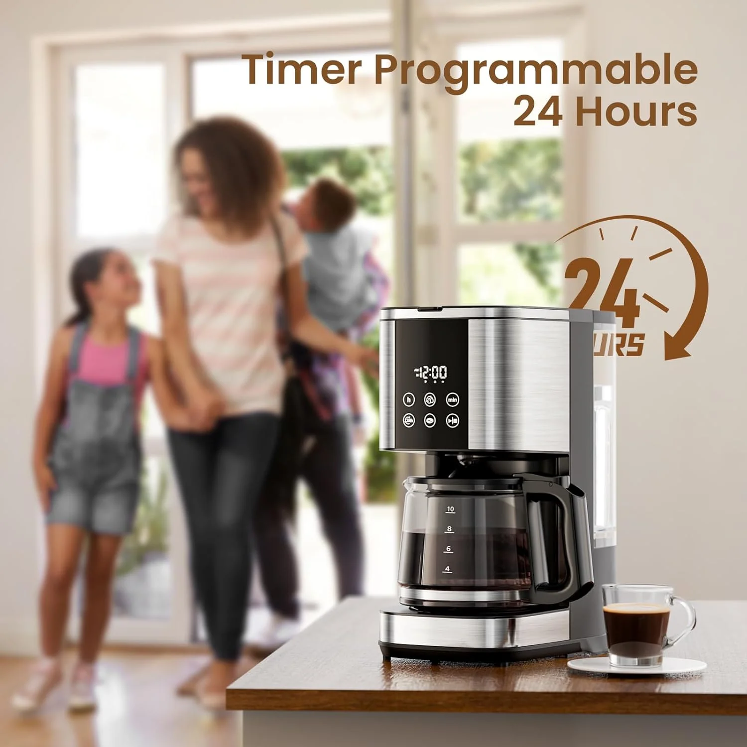 Kismile 10 Cup Drip Coffee maker with Led Display & Touch Screen CM3743 - Image 4