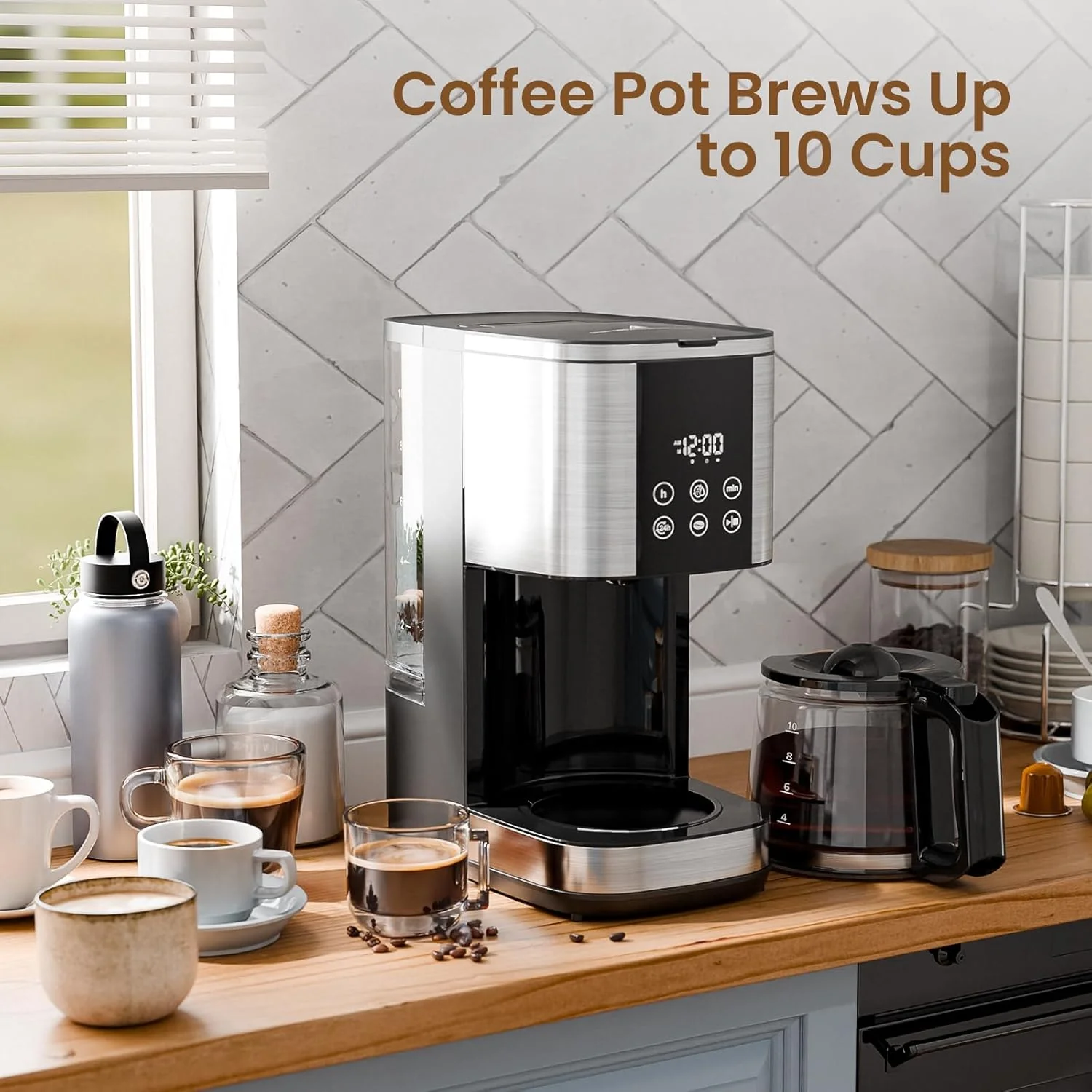 Kismile 10 Cup Drip Coffee maker with Led Display & Touch Screen CM3743 - Image 7