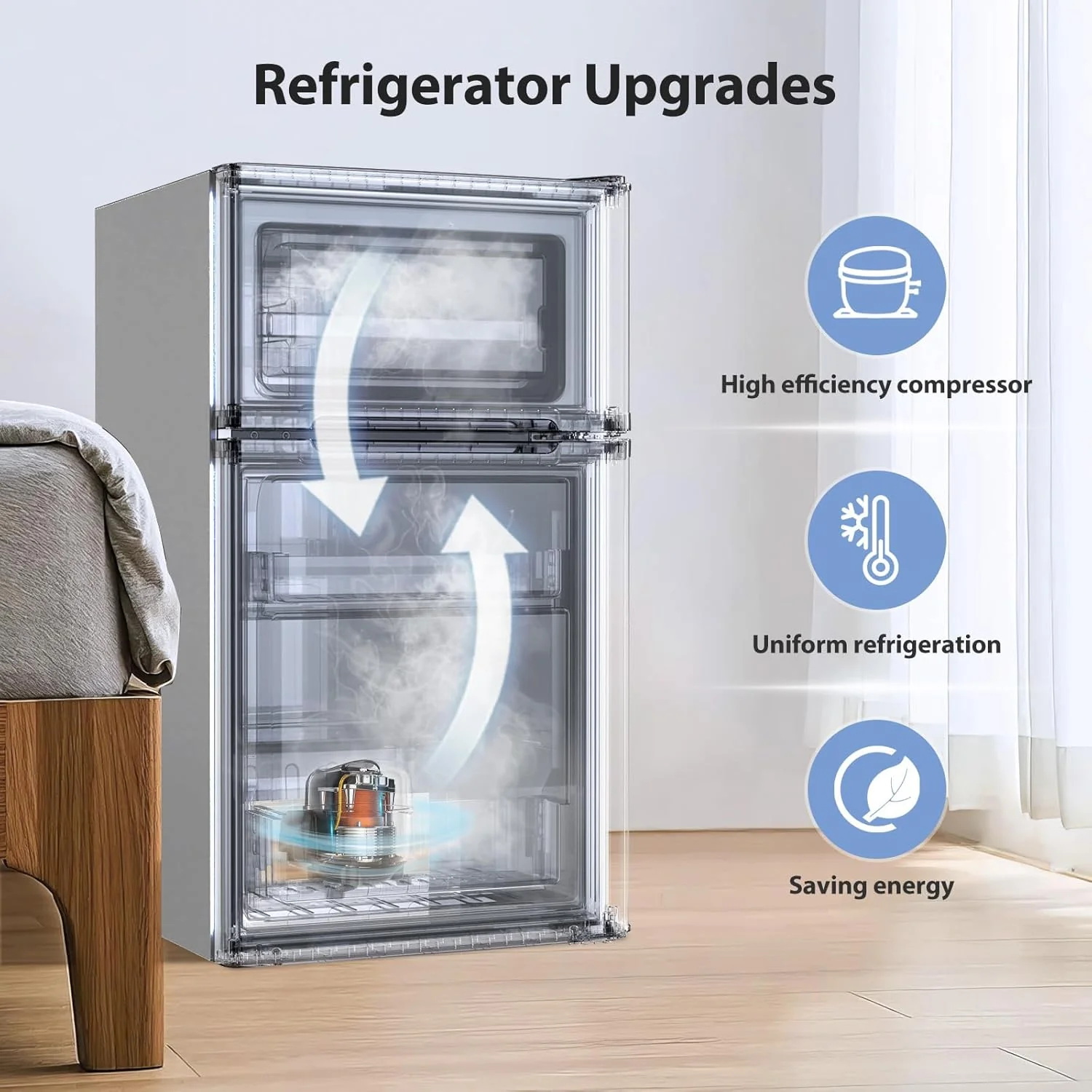 Kismile 3.2 Cu.Ft,Mini Refrigerator with Freezer F5887 - Image 18