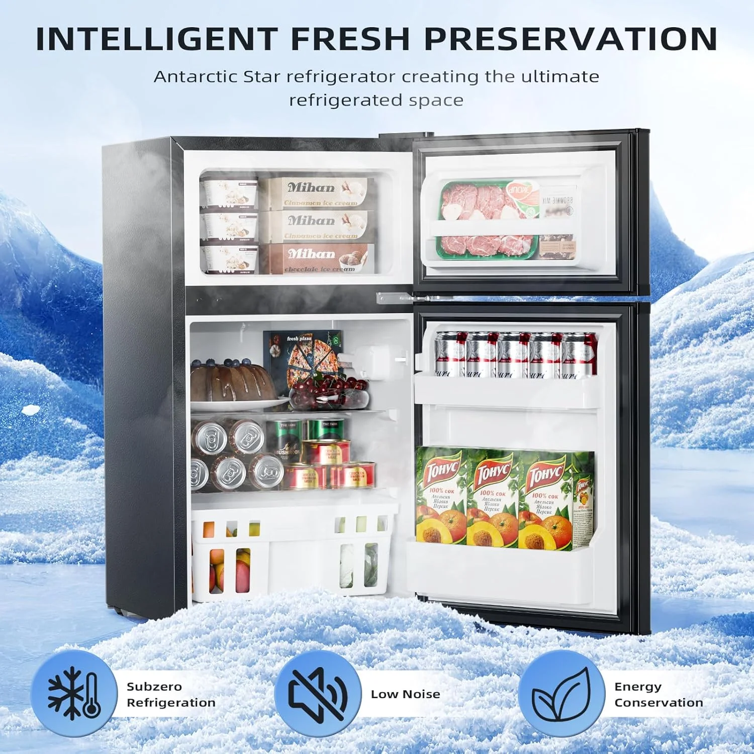 Kismile 3.2 Cu.Ft,Mini Refrigerator with Freezer F5887 - Image 2