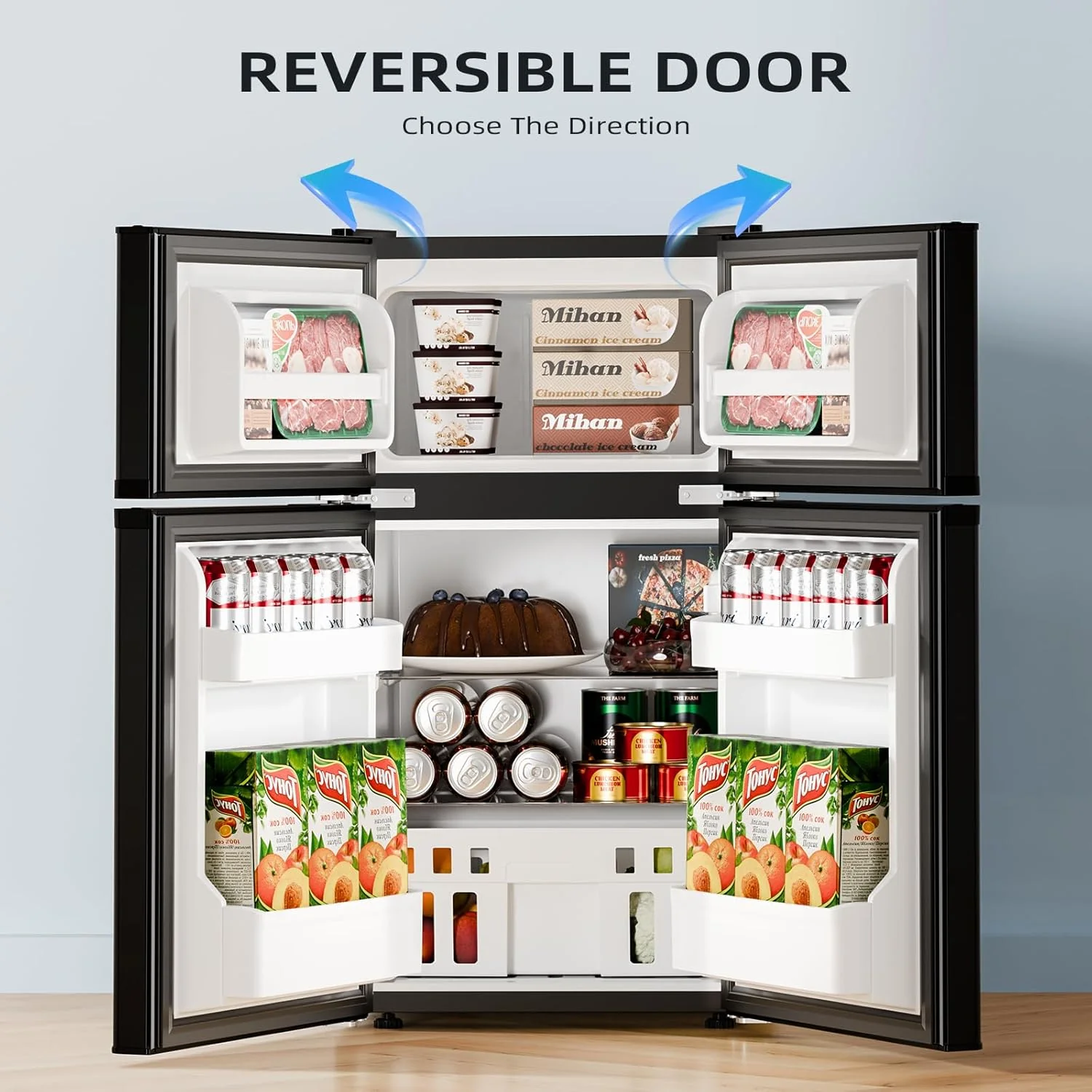 Kismile 3.2 Cu.Ft,Mini Refrigerator with Freezer F5887 - Image 6